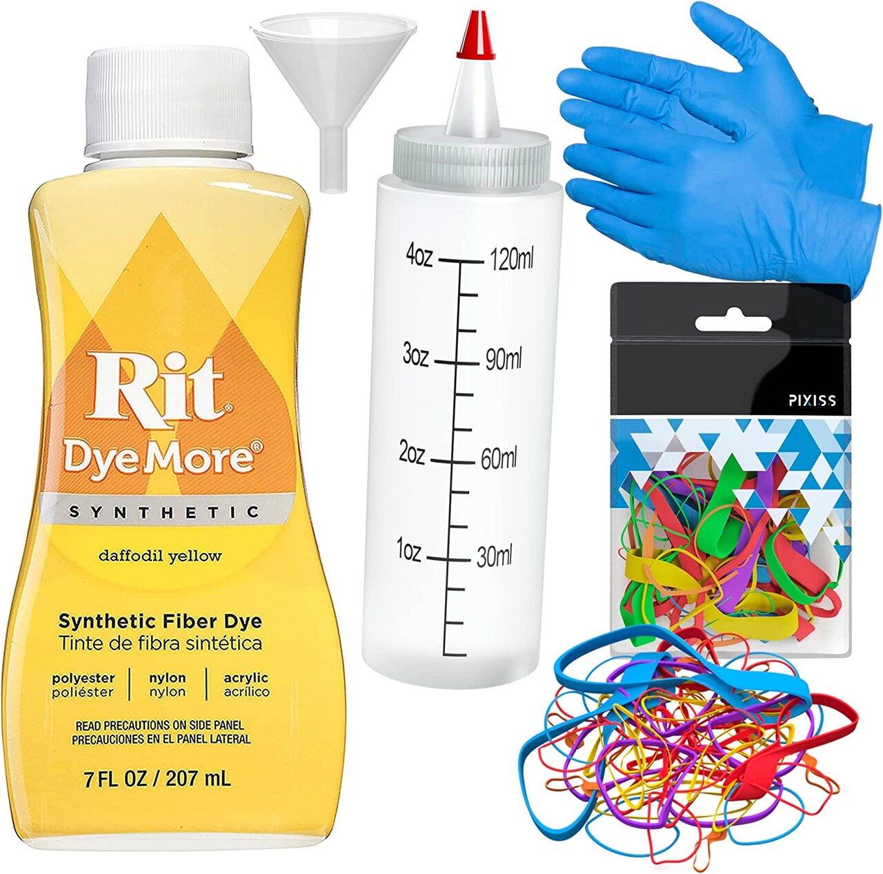 Synthetic Rit Dye More Liquid Fabric Dye Daffodil Yellow, Pixiss Rit Dye Accessories Kit